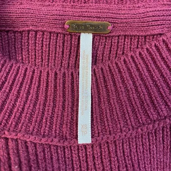 Free People Easy Street Ribbed‎ Knit Mock Neck Sweater Pomegranate Size XS Boho - Picture 2 of 7